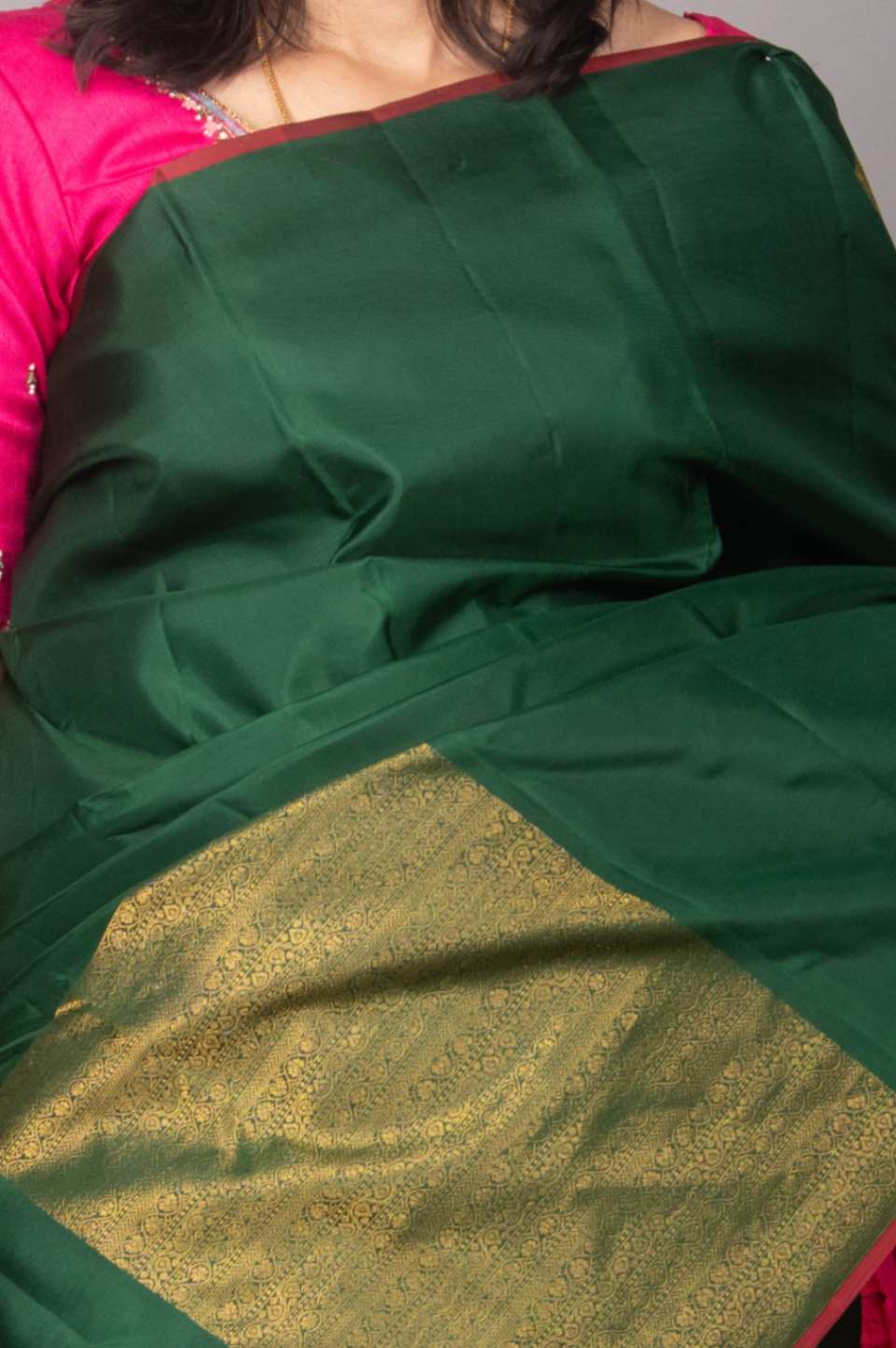 Forest green designer silk saree