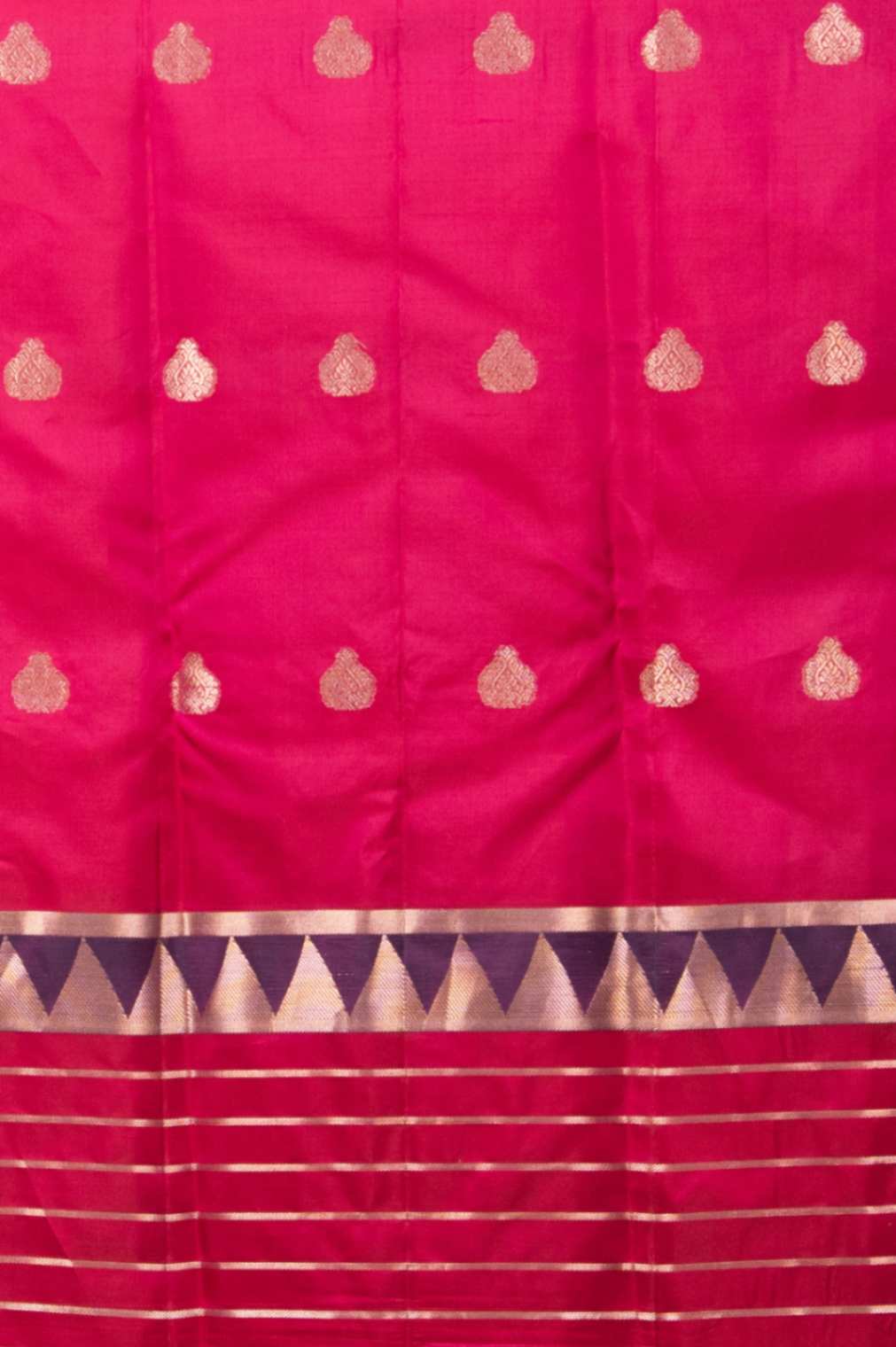 Purple and magenta temple border silk saree