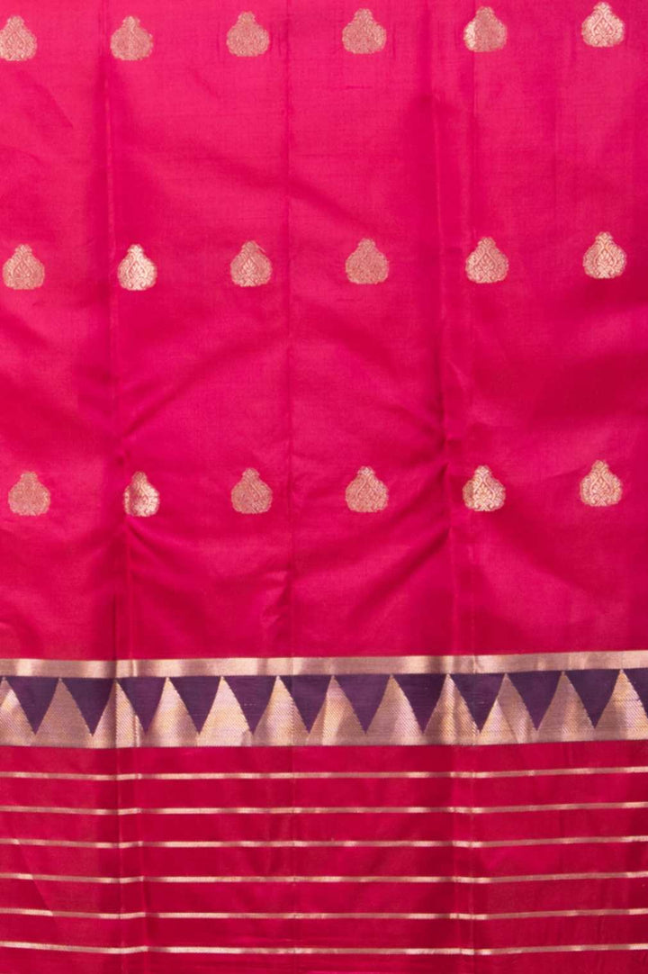 Purple and magenta temple border silk saree