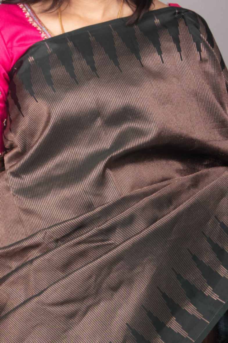 Blackish green designer silk saree