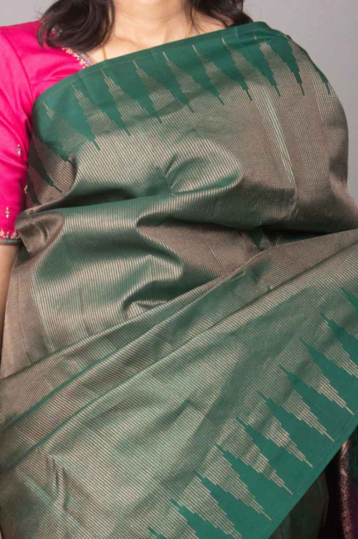 Green and temple designer silk saree