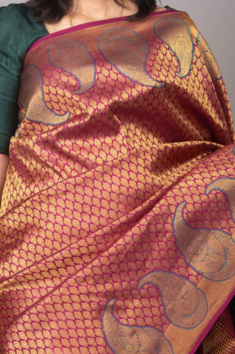 Magenta designer silk saree