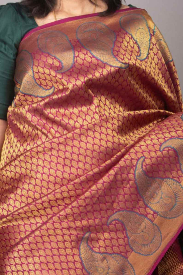 Magenta designer silk saree