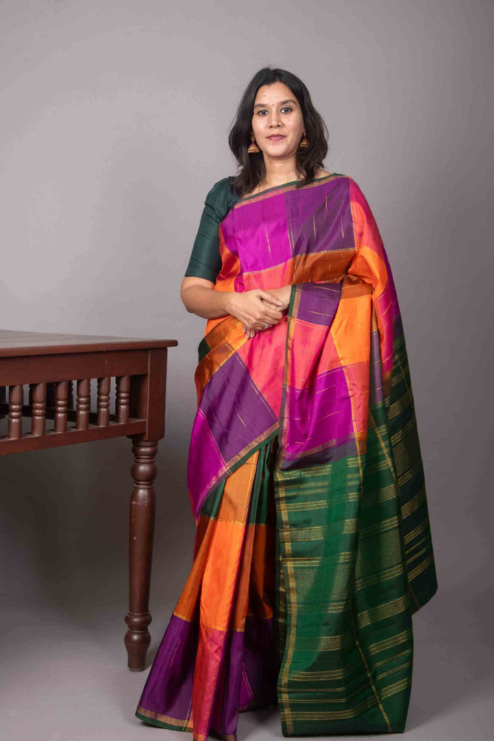 Green and pink Palum pazhamum silk saree