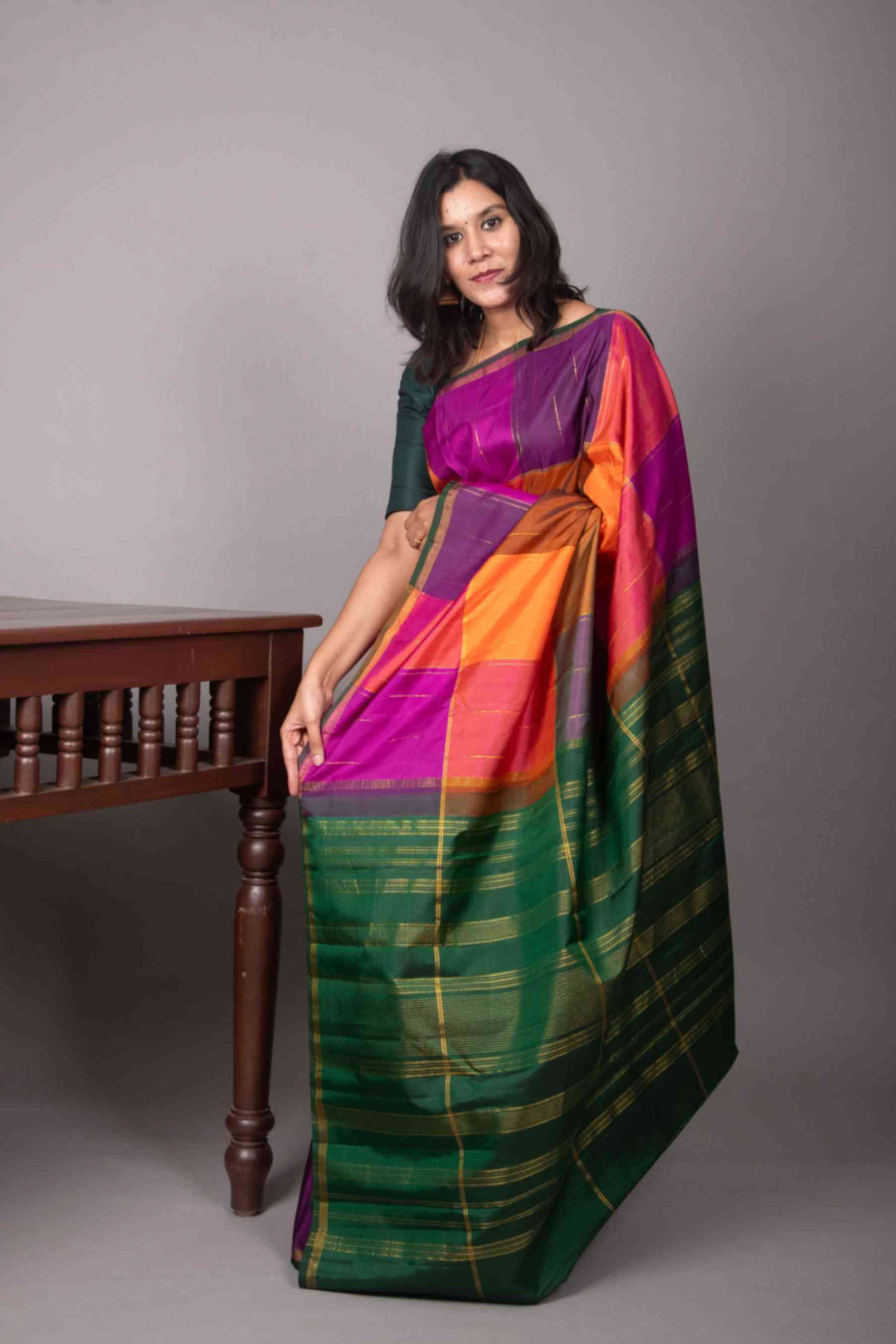 Green and pink Palum pazhamum silk saree