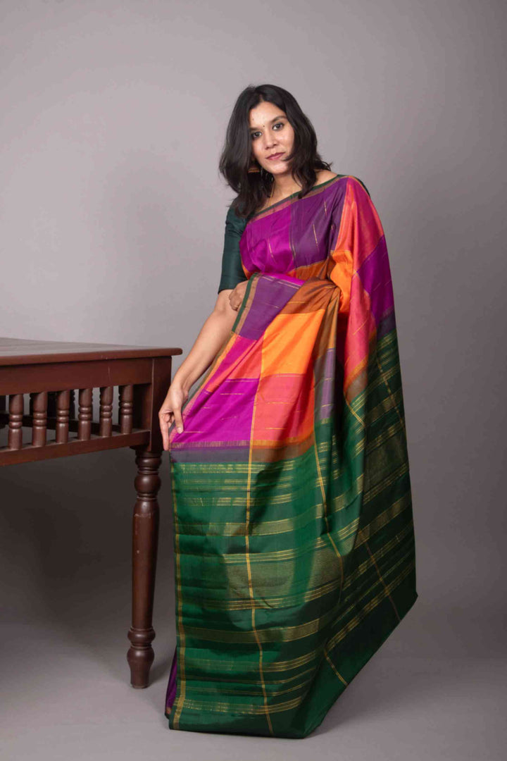 Green and pink Palum pazhamum silk saree