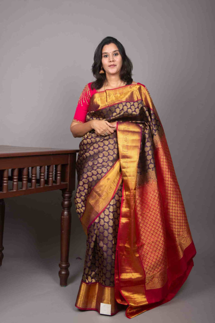 Jamun purple brocade silk saree