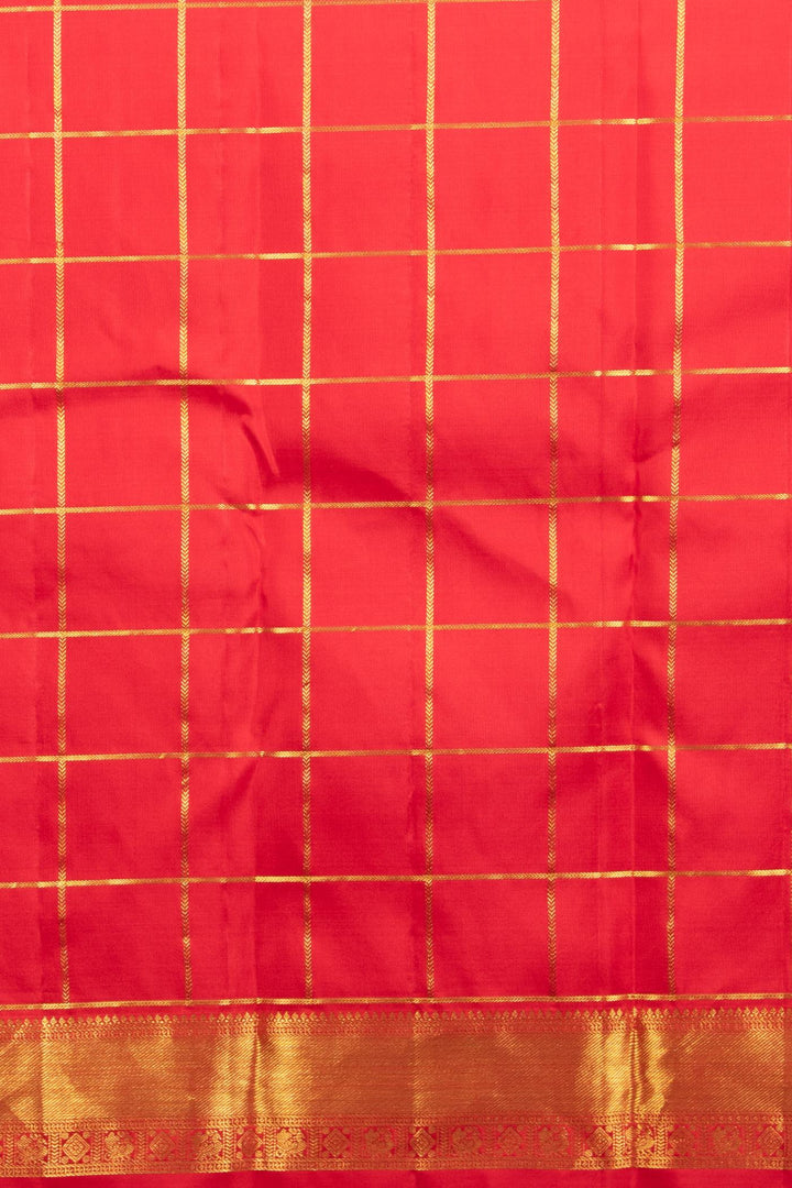 Mustard and red palum pazhamum kanjivaram silk saree