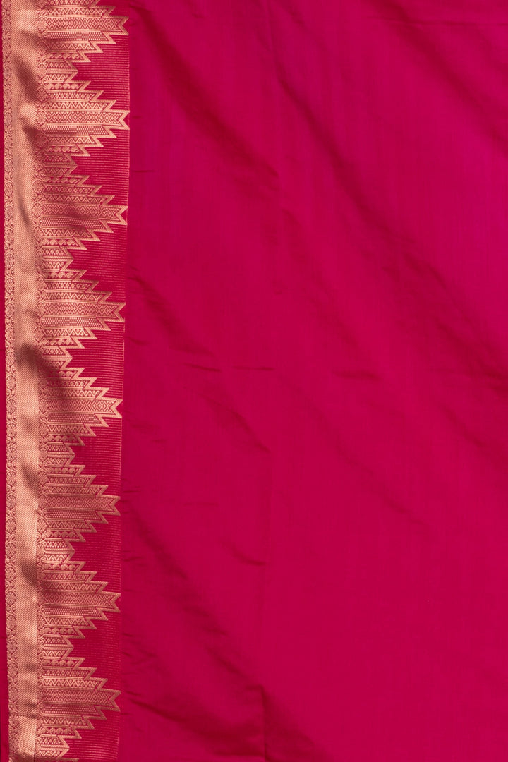 Pastel blue temple border semi soft silk saree