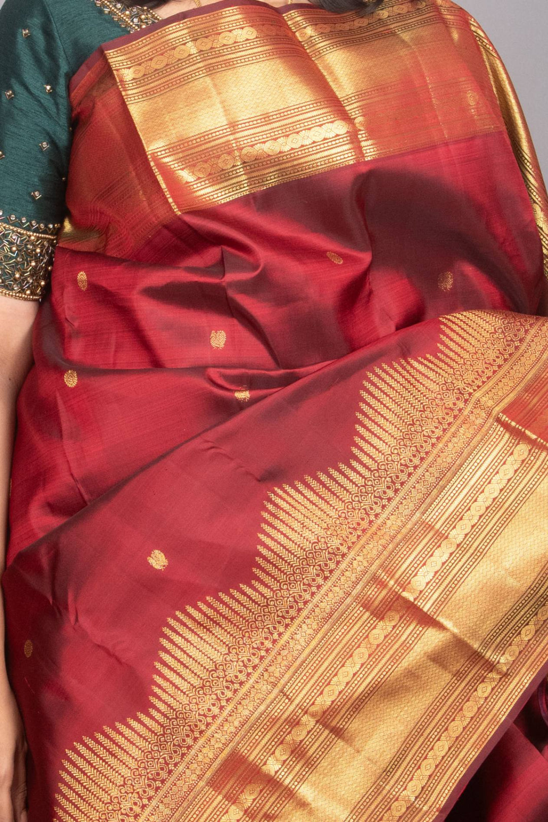 Maroon pure kanchipuram silk saree