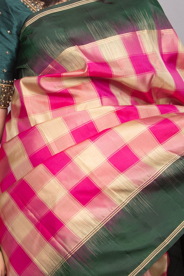 Pink and green palum pazhamum silk saree