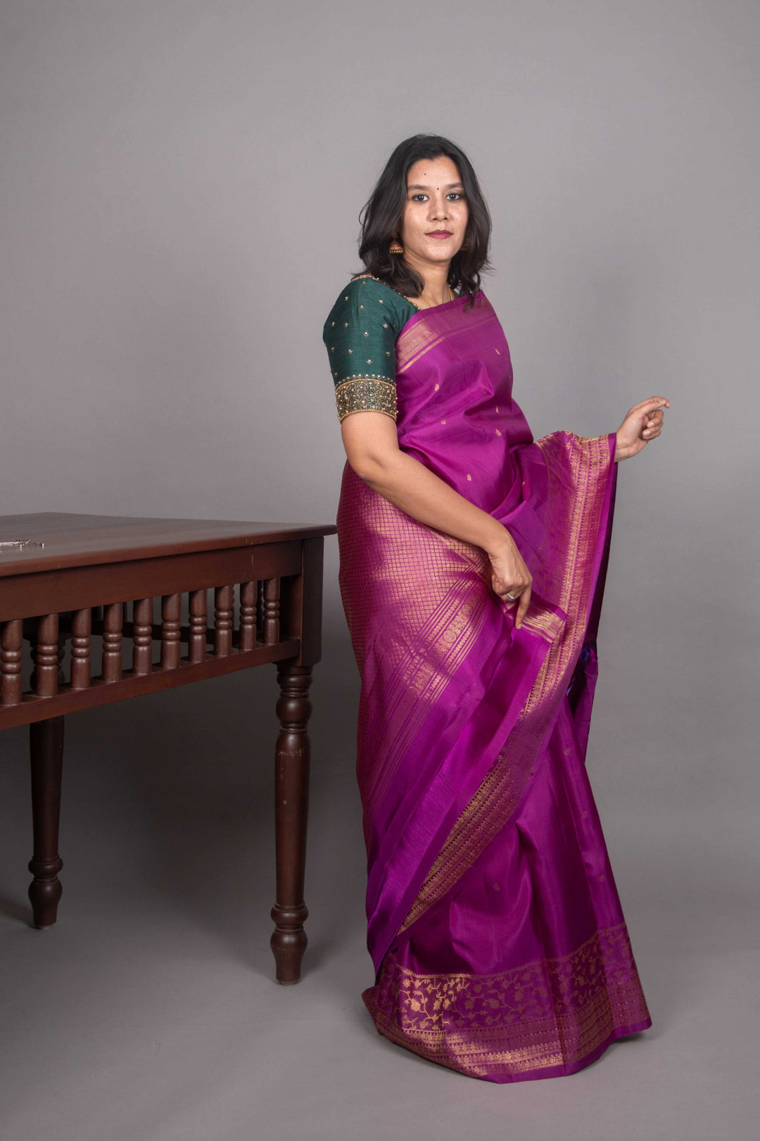 Purple designer kanjivaram silk saree