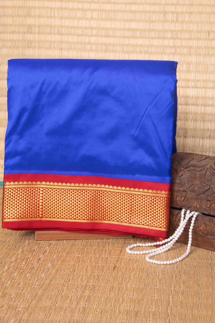 Blue and red 9 yard silk saree