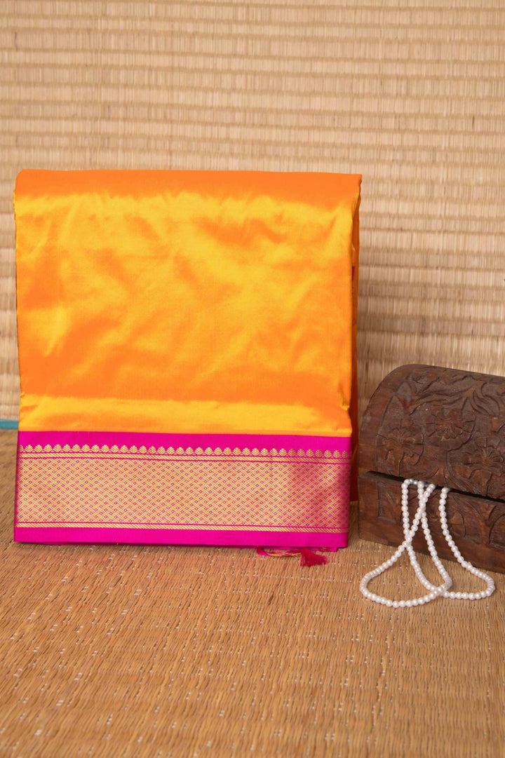 Yellow and pink 9 yard silk saree-replace