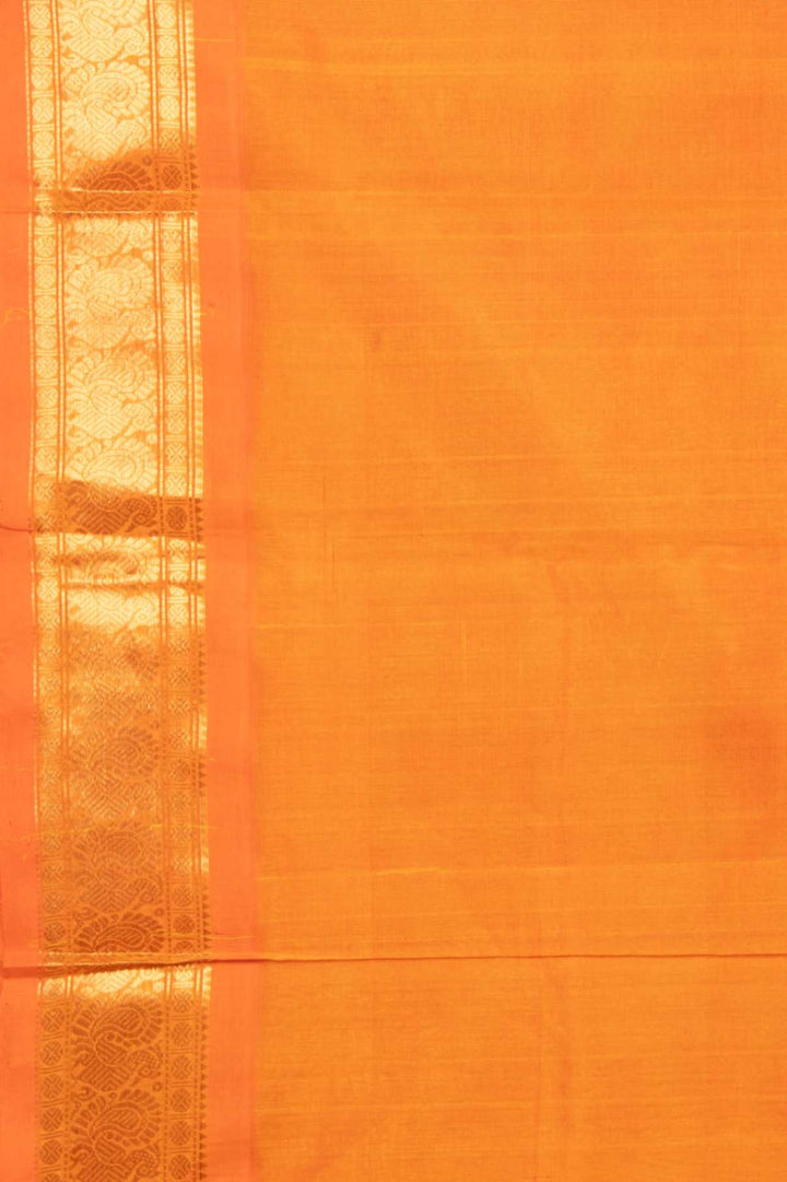 Offwhite and orange silk cotton saree