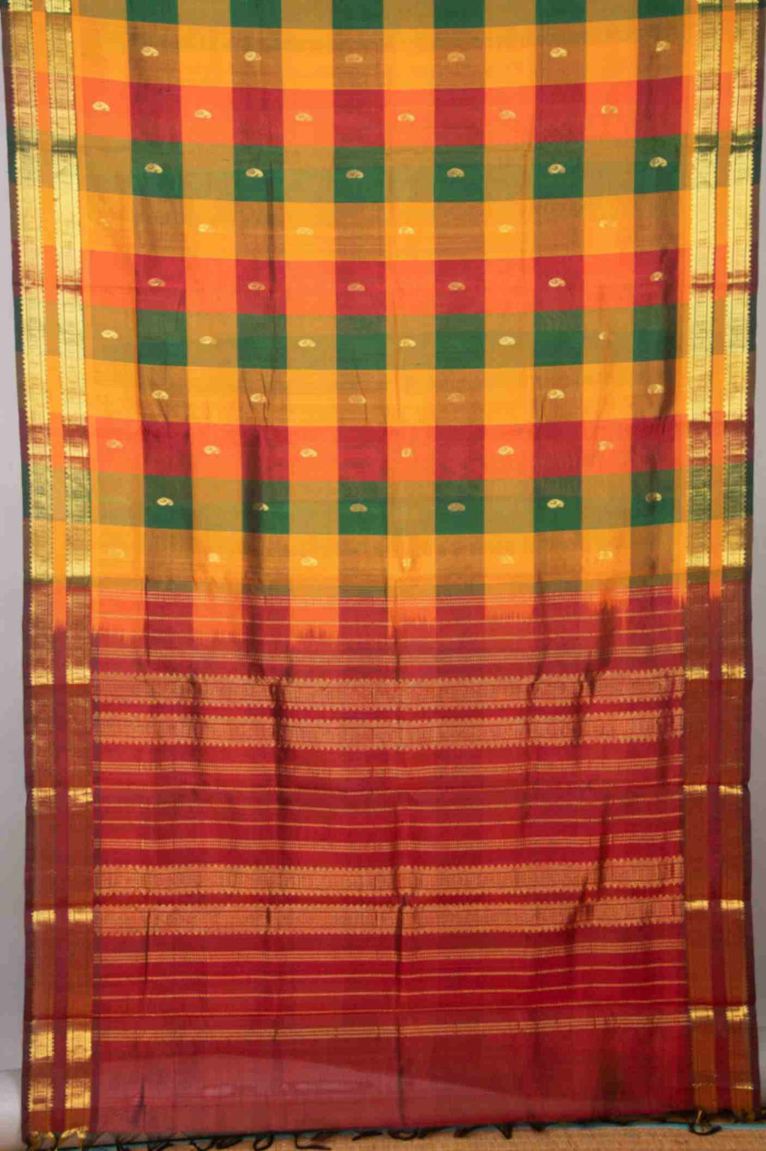 Palum pazhamum retta pettu silk cotton saree