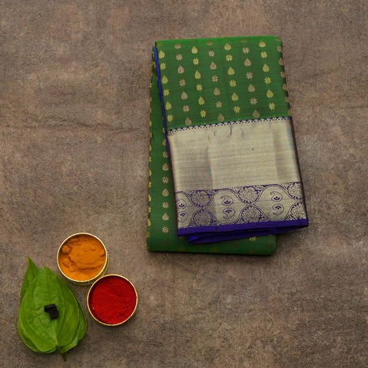 Green and blue silk saree