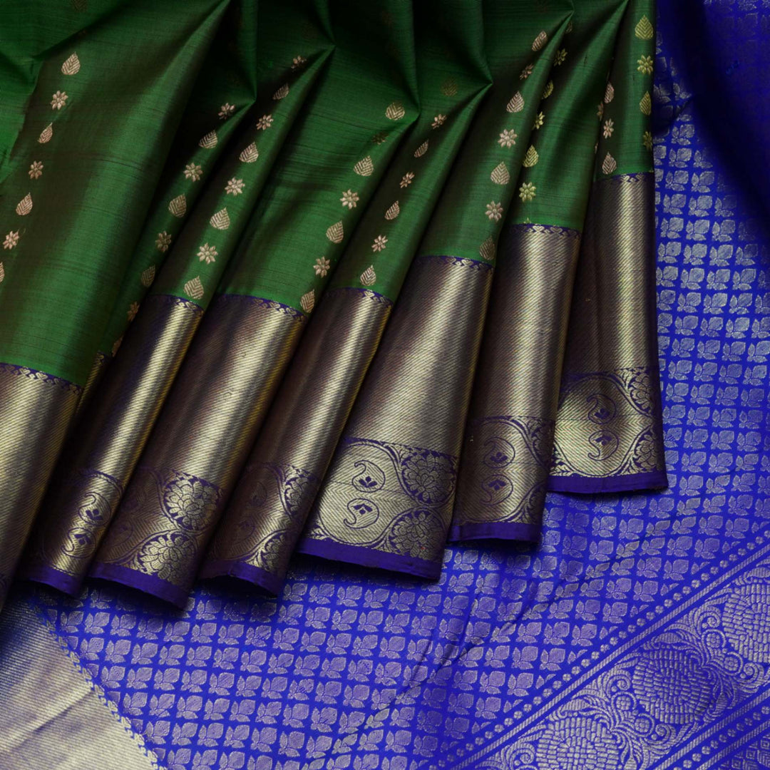 Green and blue silk saree