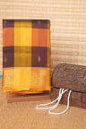 Mustard and brown palum pazhamum silk coton saree