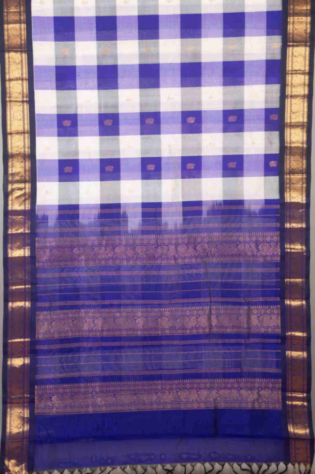 Offwhite and blue palum pazhamum silk cotton saree