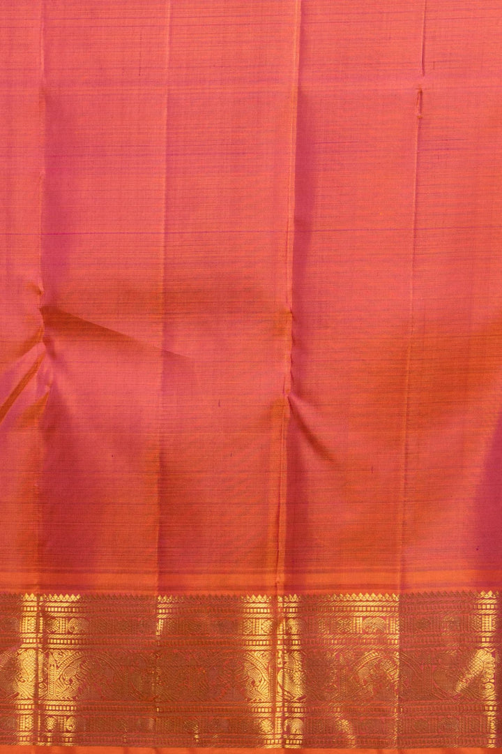 Purple and Dual tone rust zari checked kanjivaram silk saree