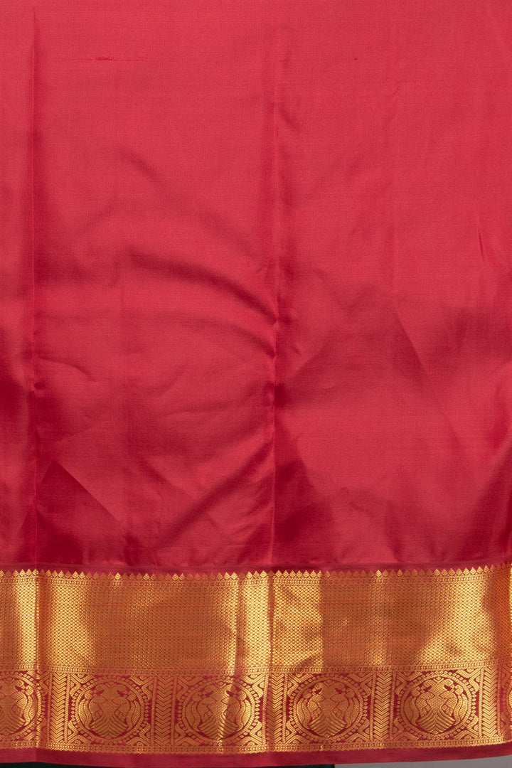Ivory and Jam Red korvai silk saree