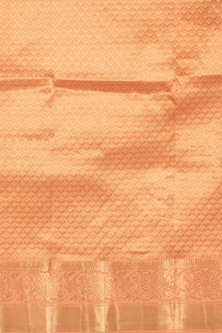Peach Blockprinted Fusion Silk Saree