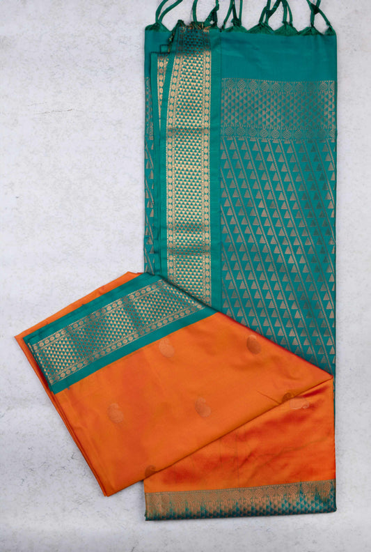 Orange semi soft silk saree