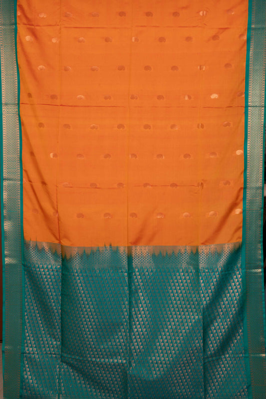 Orange semi soft silk saree