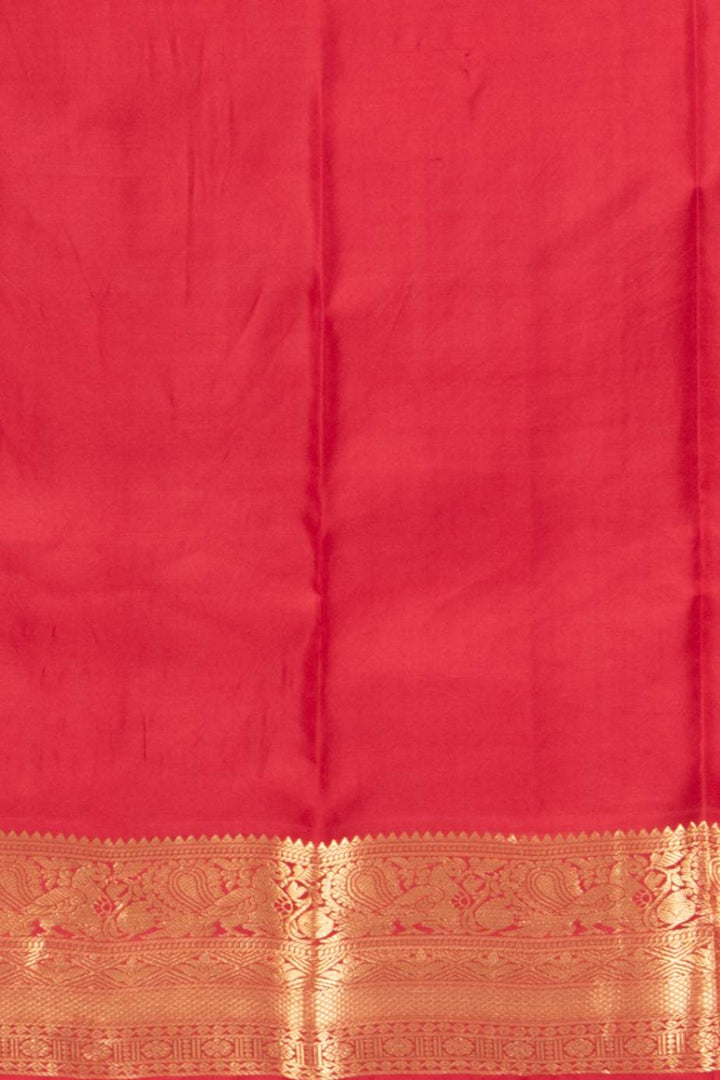 Golden Yellow and Red korvai silk saree