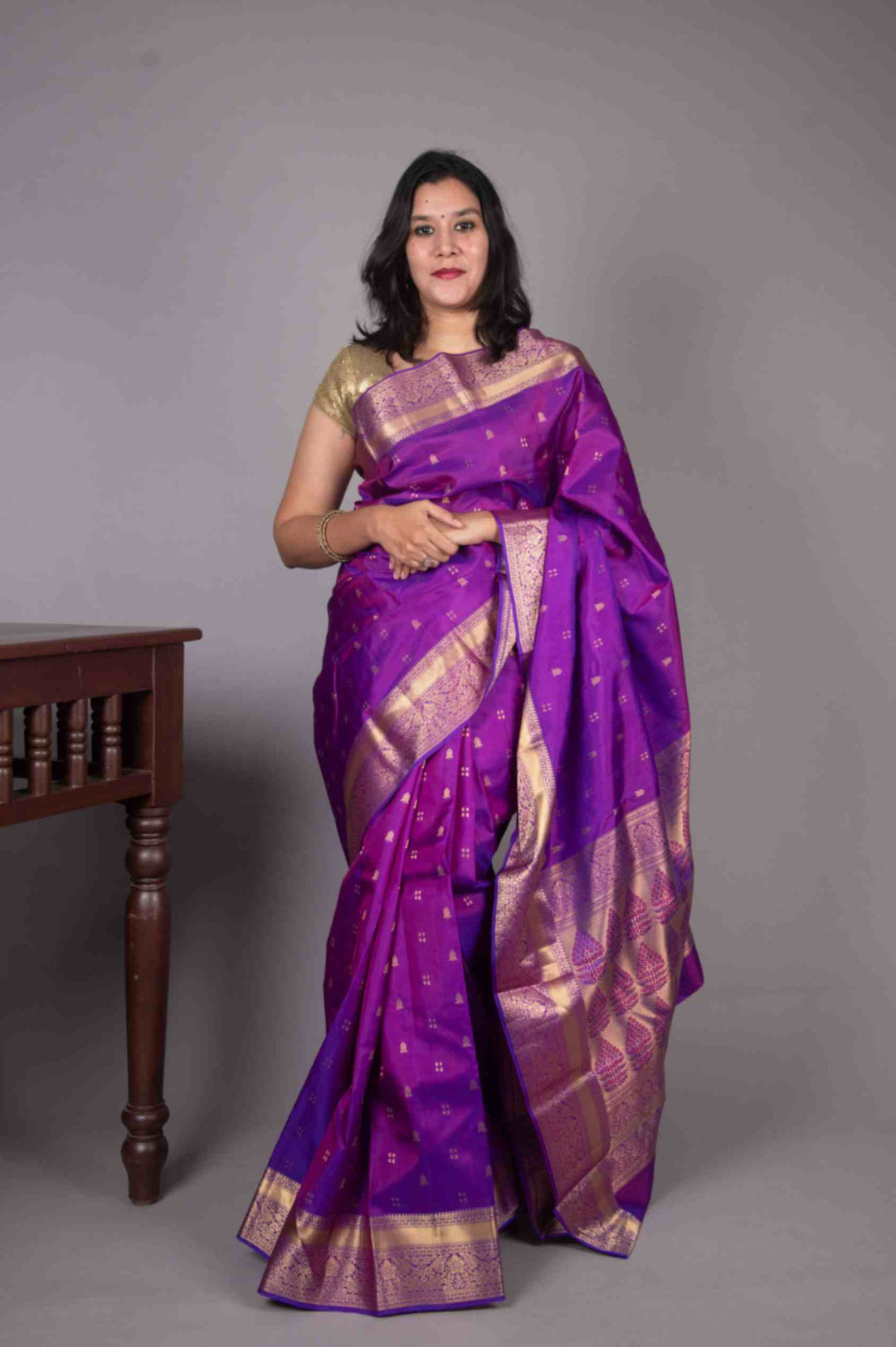 Violet Kanjivaram silk saree