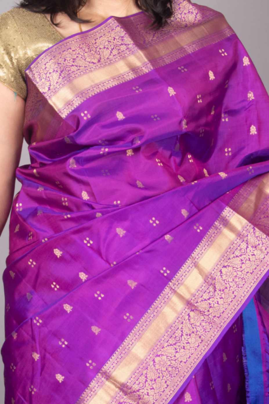Violet Kanjivaram silk saree