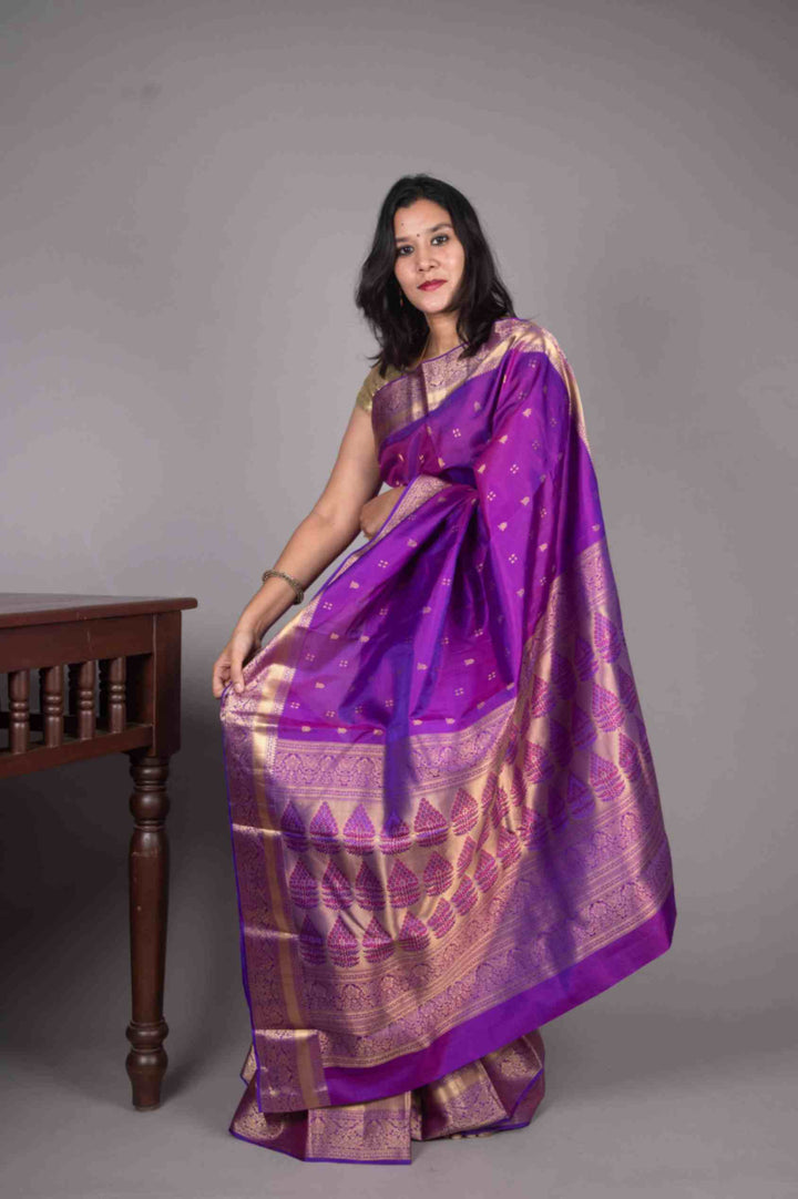 Violet Kanjivaram silk saree