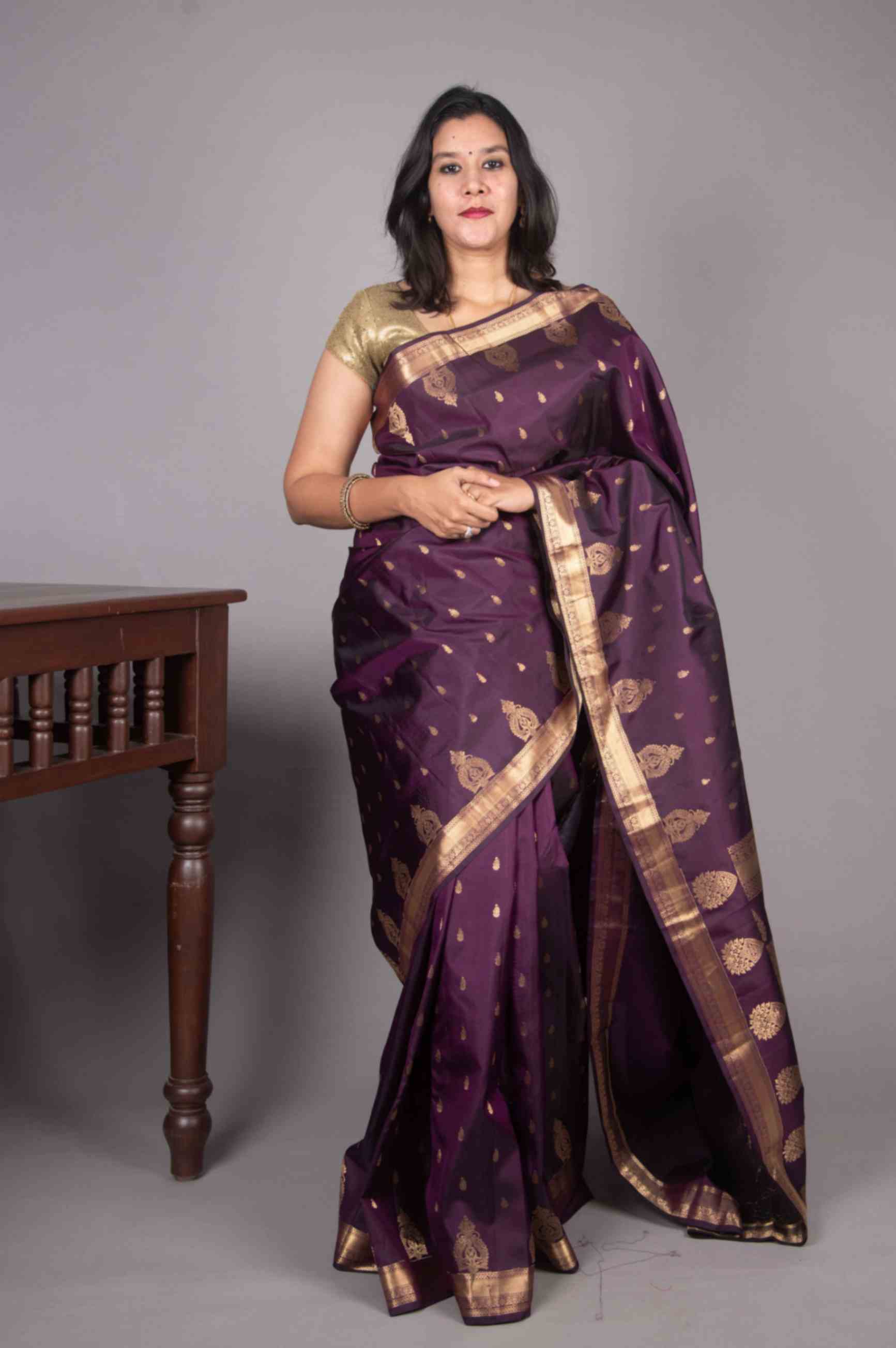Grape purple butta silk saree