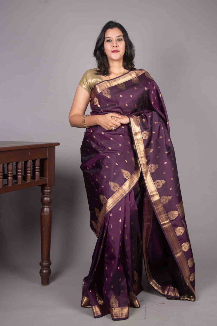 Grape purple butta silk saree
