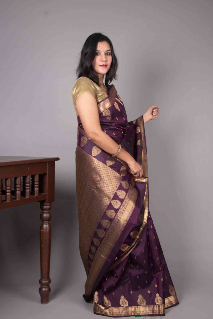 Grape purple butta silk saree