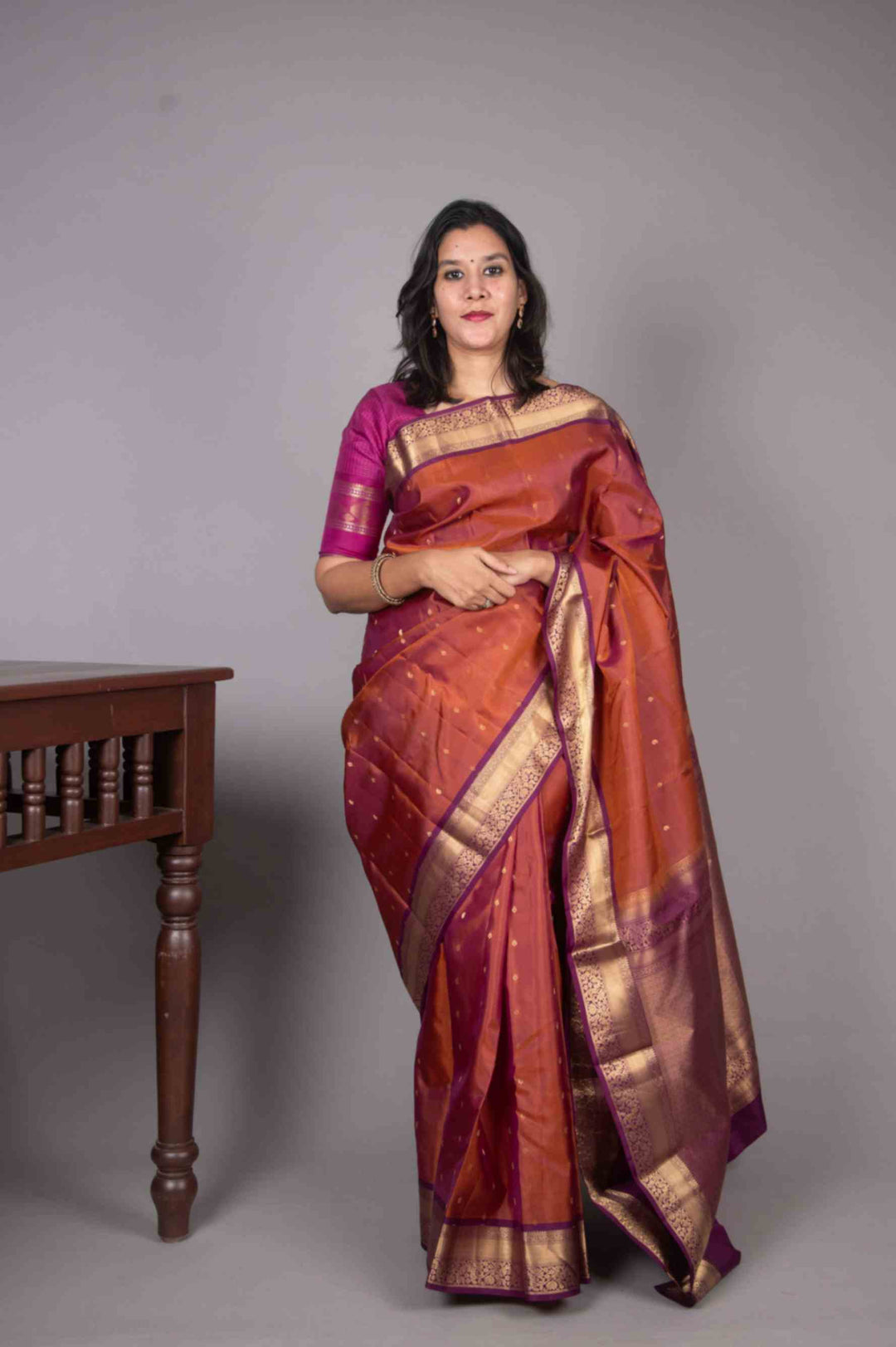 Dual tone Honey and Purple silk saree