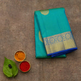 Blue jaquard silk saree