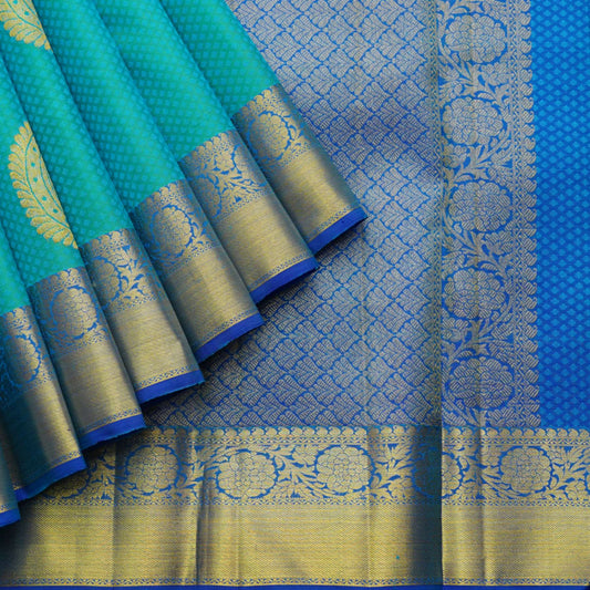 Blue jaquard silk saree