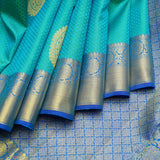 Blue jaquard silk saree