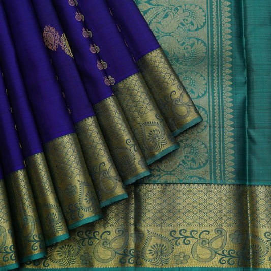 Royal blue and green silk saree