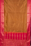 Honey brown brocade semi silk saree