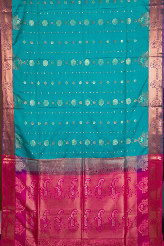 Turquoise semi silk saree