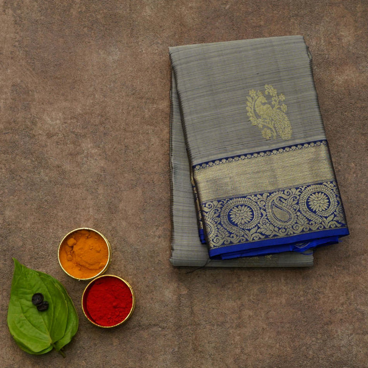 Grey and blue vairaoosi silk saree
