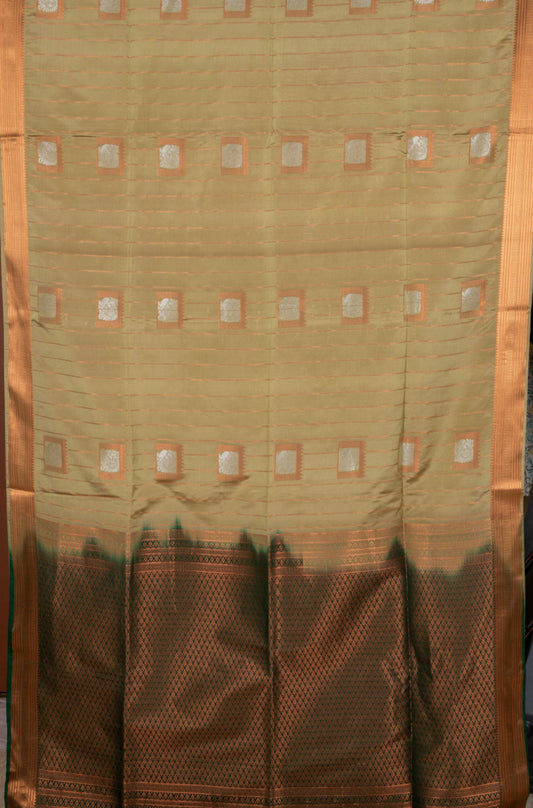 Pastel green semi soft silk saree