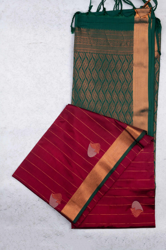 Maroon semi soft silk saree