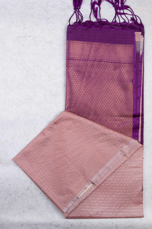 Pastel lavender borderless semi silk saree