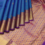 Blue checks silk saree