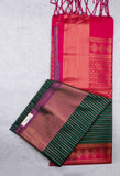 Dark green semi soft silk saree