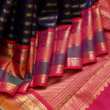 Blue and pink bridal silk saree